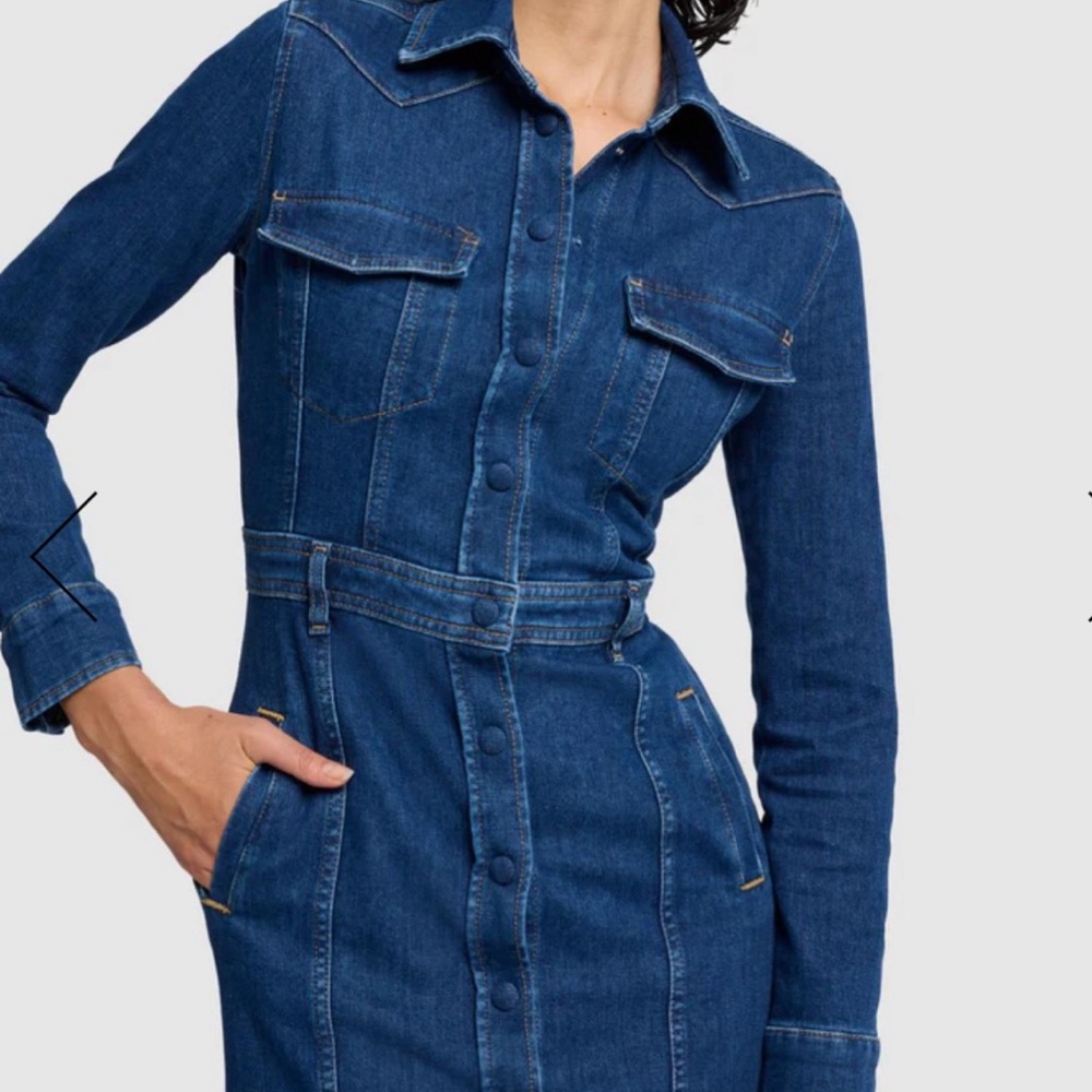 7 For All Mankind Indigo Denim Midi Dress